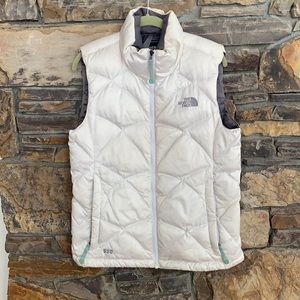 The North Face white puffy goose down vest. Size Medium